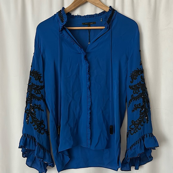 Kobi Halperin Tops - Kobi Halperin NWT Royal Blue Margo Long Sleeve Blouse Shirt Top **Size S** 💙💙